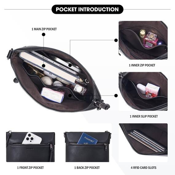 Roulens Mittel Damen Umhängetaschen, Leicht Damen Schultertasche aus Veganes Leder, Crossbody Bags für Frauen mit Verstellbar Abnehmbar Breiter Gurt