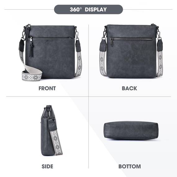 Roulens Mittel Damen Umhängetaschen, Leicht Damen Schultertasche aus Veganes Leder, Crossbody Bags für Frauen mit Verstellbar Abnehmbar Breiter Gurt