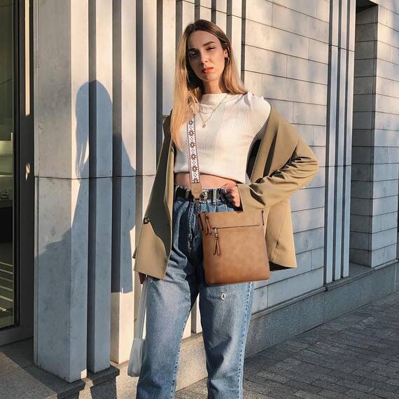 Roulens Mittel Damen Umhängetaschen, Leicht Damen Schultertasche aus Veganes Leder, Crossbody Bags für Frauen mit Verstellbar Abnehmbar Breiter Gurt