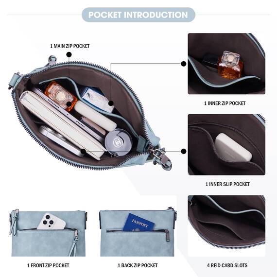 Roulens Mittel Damen Umhängetaschen, Leicht Damen Schultertasche aus Veganes Leder, Crossbody Bags für Frauen mit Verstellbar Abnehmbar Breiter Gurt