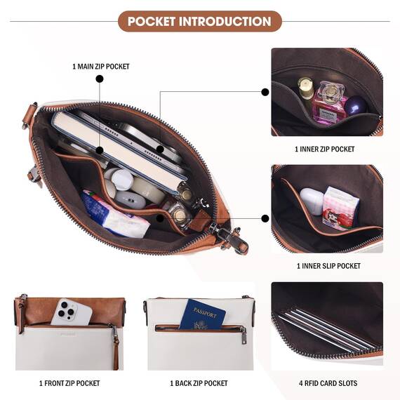 Roulens Mittel Damen Umhängetaschen, Leicht Damen Schultertasche aus Veganes Leder, Crossbody Bags für Frauen mit Verstellbar Abnehmbar Breiter Gurt