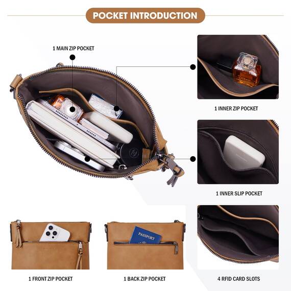Roulens Mittel Damen Umhängetaschen, Leicht Damen Schultertasche aus Veganes Leder, Crossbody Bags für Frauen mit Verstellbar Abnehmbar Breiter Gurt
