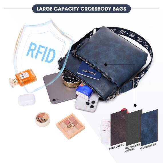 Roulens Mittel Damen Umhängetaschen, Leicht Damen Schultertasche aus Veganes Leder, Crossbody Bags für Frauen mit Verstellbar Abnehmbar Breiter Gurt