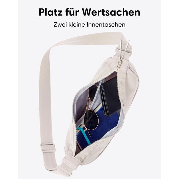 LARKSON Crossbody Bag Damen & Herren Beige - Solveig Small - Umhängetasche im Halbmond Style - Halbrunde Schultertasche - Moon Bag Design - Wasserabweisend