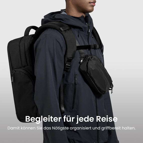 tomtoc 1,5 Liter Sling Bag mit RFID Schutz, Anti Diebstahl Bauchtasche Umhängetasche Schultertasche Crossbody Bag für Herren Damen, Spritzwassergeschützt Leicht Brusttasche für Alltag Reise, Schwarz