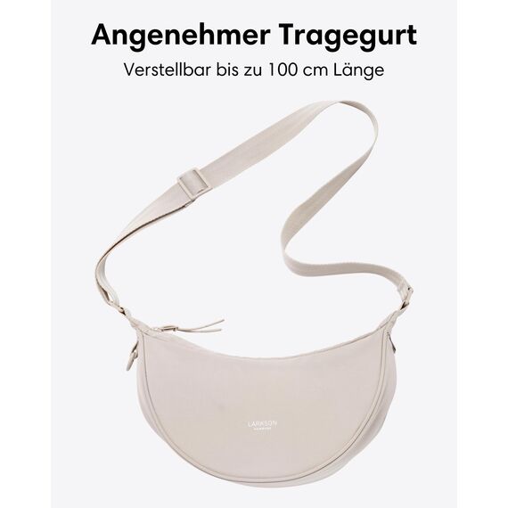 LARKSON Crossbody Bag Damen & Herren Beige - Solveig Small - Umhängetasche im Halbmond Style - Halbrunde Schultertasche - Moon Bag Design - Wasserabweisend
