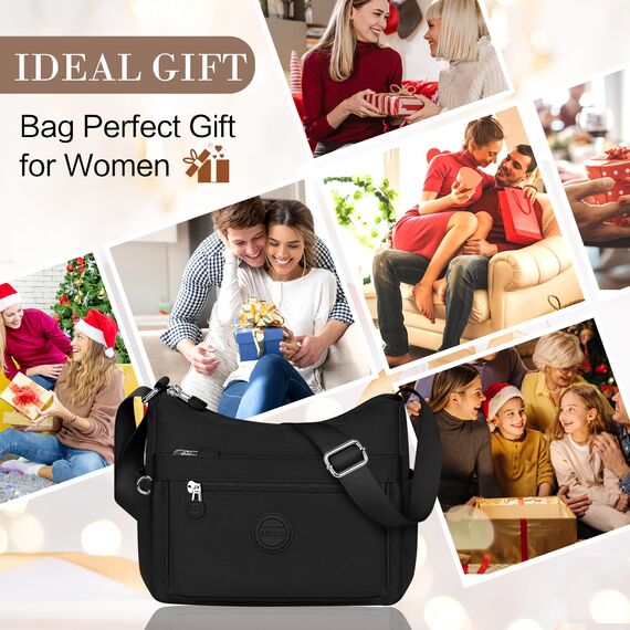 VOBUKE Umhängetasche Damen Mittelgroß Wasserdicht Nylon Crossbody Bag mit Vielen Fächern Leichte Schultertasche Verstellbarer Breitem Freizeit Kleine Messenger Bag für Einkaufen, Reisen