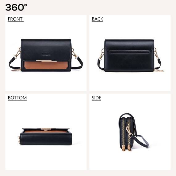 Roulens Klein Handy Umhängetasche,Damen Kleine Umhängetasche, Veganes Leder Crossbody Schultertasche Reisepass Handytasche mit Kartenschlitz Verstellbar Abnehmbar Schultergurt
