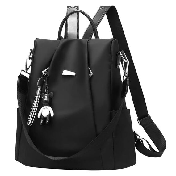 Eshow Rucksack Damen Klein, Anti-Diebstahl Kleiner Cityrucksack Tagesrucksack Elegant, 3 in 1 Rucksacktasche Modern für Pendeln Schule Arbeit Reise Schwarz