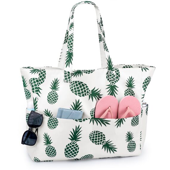 Strandtasche XXL Familie Große Badetasche Damen Beach Bag mit Reißverschluss Shopper, Leicht Faltbare Grosse Schwimmbadtasche, Urlaub Must Have Einkaufstaschen für Reisen Einkaufen Picknick Alltag