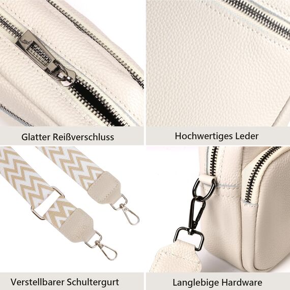 TIAASTAP Damen Umhängetasche Klein Leder Handtasche Crossbody Bag Crossbag Schultertasche Damen Tasche Moderne Taschen mit breitem Schultergurt und 3 Fächern