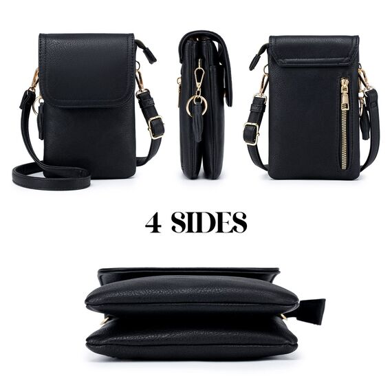 Roulens kleine Handy Umhängetasche Damen, Handytasche mit Geldbörse zum Umhängen, PU Leder Tasche damen für Frauen Designer, verstellbarer Riemen und Schlüsselanhänger