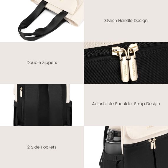 LOVEVOOK Rucksack Damen Klein, 13,3 Zoll Kleiner Rucksäcke Damen Cityrucksack Mini Rucksacktasche Elegant Handtasche Schultertasche, Wasserdicht Laptop Tagesrucksack, Beige Schwarz Braun