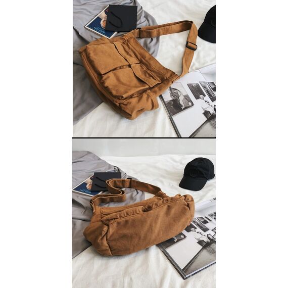 HUALEENA Umhängetasche aus Segeltuch für Damen, große Messenger-Taschen, Reise-Schultertasche, mehrere Taschen, Grün, Large