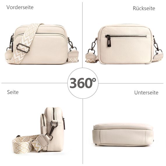 TIAASTAP Damen Umhängetasche Klein Leder Handtasche Crossbody Bag Crossbag Schultertasche Damen Tasche Moderne Taschen mit breitem Schultergurt und 3 Fächern