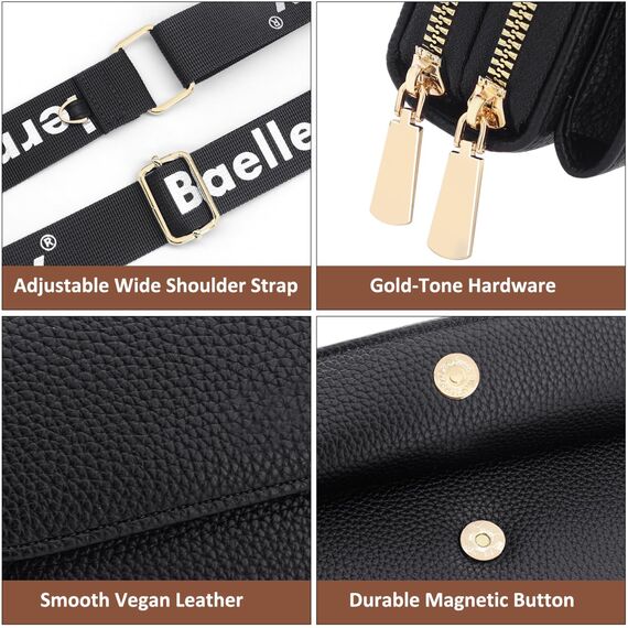 HNOOM Handytasche zum Umhängen Kleine Handy Umhängetasche Damen PU Leder mit Geldbörse Crossbody Schultertasche mit Kartenfächer, Verstellbarem Schultergurt (Schwarz)