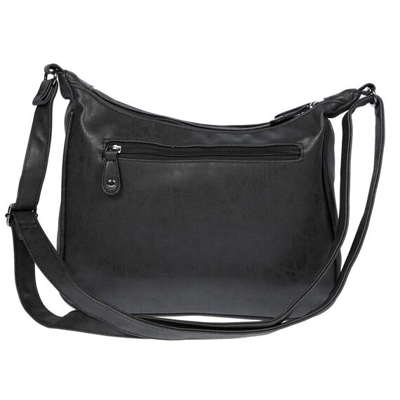 Christian Wippermann Damen Umhängetasche Mittelgroß - Strapazierfähiges, Wasserfestes Kunstleder in Leder Optik - Viele Fächer & Zwei Reißverschlüsse - 30x26x10cm, Trageriemen 155cm - Damenhandtasche