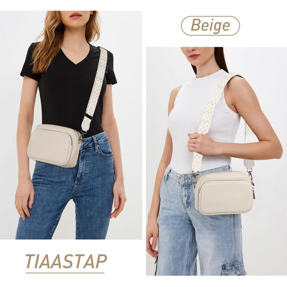 TIAASTAP Damen Umhängetasche Klein Leder Handtasche Crossbody Bag Crossbag Schultertasche Damen Tasche Moderne Taschen mit breitem Schultergurt und 3 Fächern