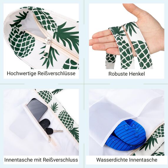 Strandtasche XXL Familie Große Badetasche Damen Beach Bag mit Reißverschluss Shopper, Leicht Faltbare Grosse Schwimmbadtasche, Urlaub Must Have Einkaufstaschen für Reisen Einkaufen Picknick Alltag