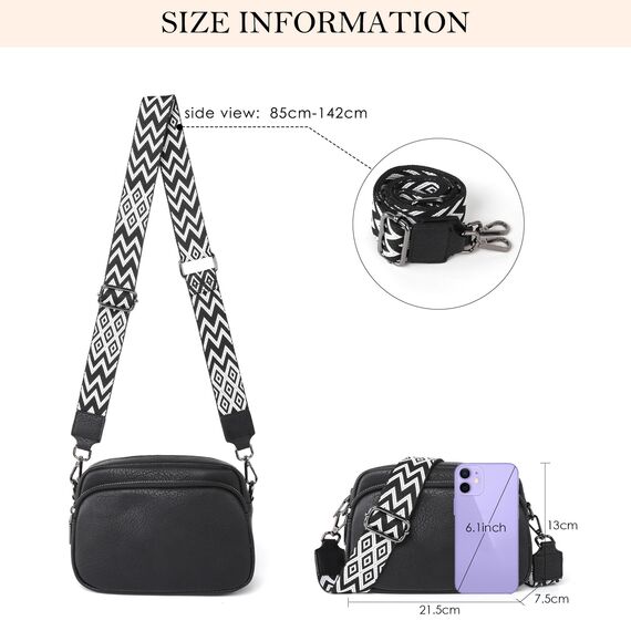 TANTOMI Umhängetasche Damen, Klein Crossbody Bag Damen Handytasche zum Umhängen, Moderne Handtasche Taschen mit Breitem Schultergurt, Tasche Damen Tägliches Arbeiten, Einkaufen, Reisen