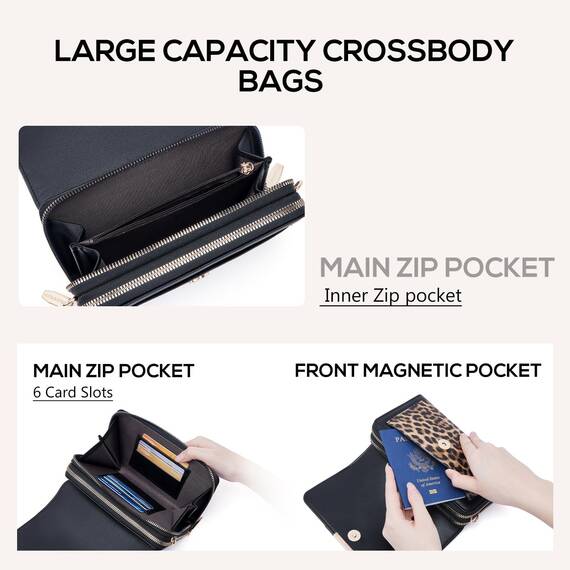 Roulens Klein Handy Umhängetasche,Damen Kleine Umhängetasche, Veganes Leder Crossbody Schultertasche Reisepass Handytasche mit Kartenschlitz Verstellbar Abnehmbar Schultergurt