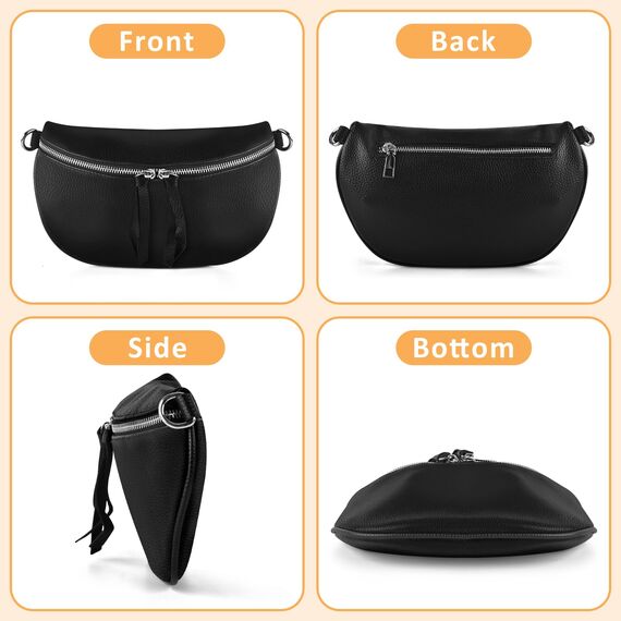 BROTOU Leder Handy Umhängetasche Echtes Crossbody Bag mit 2 Breitem Schultergurt Kartenhalter, mit Kleine Ledertasche Schwarz UmhäNgetasche Damen Leder Kleine Umhängetasche Damen