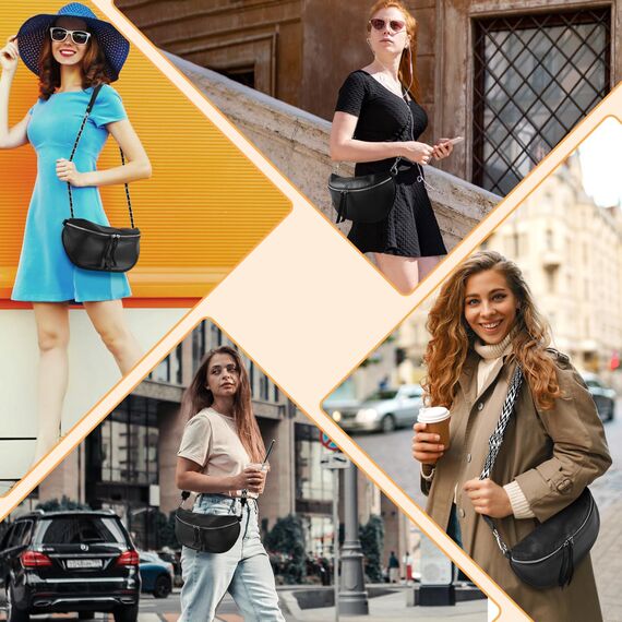 BROTOU Leder Handy Umhängetasche Echtes Crossbody Bag mit 2 Breitem Schultergurt Kartenhalter, mit Kleine Ledertasche Schwarz UmhäNgetasche Damen Leder Kleine Umhängetasche Damen