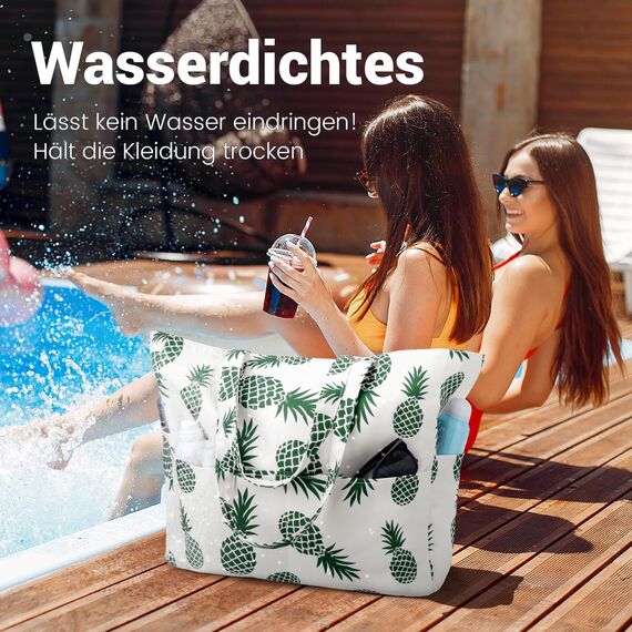 Strandtasche XXL Familie Große Badetasche Damen Beach Bag mit Reißverschluss Shopper, Leicht Faltbare Grosse Schwimmbadtasche, Urlaub Must Have Einkaufstaschen für Reisen Einkaufen Picknick Alltag
