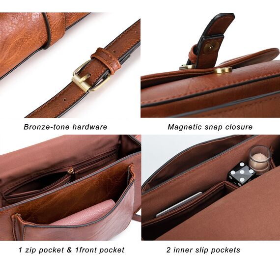 AFKOMST Umhängetasche Damen Klein, Frauen PU Leder Schultertaschen, Handtasche Damen, mit Verstellbar Abnehmbar Schultergurt…