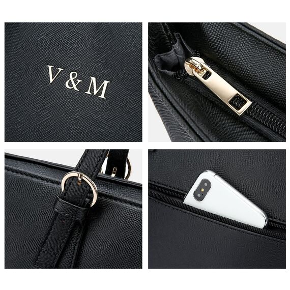 Vanessa & Melissa® Damen Shopper klassisch elegante Handtasche Henkeltasche Schwarz