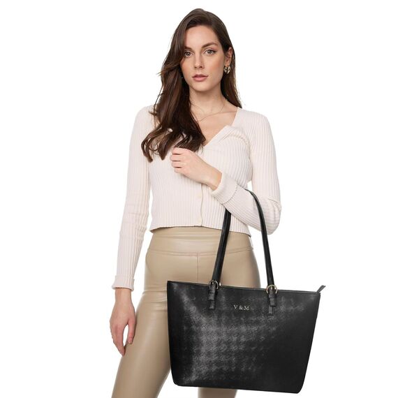 Vanessa & Melissa® Damen Shopper klassisch elegante Handtasche Henkeltasche Schwarz