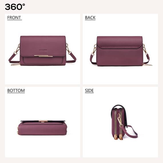 Roulens Klein Handy Umhängetasche,Damen Kleine Umhängetasche, Veganes Leder Crossbody Schultertasche Reisepass Handytasche mit Kartenschlitz Verstellbar Abnehmbar Schultergurt