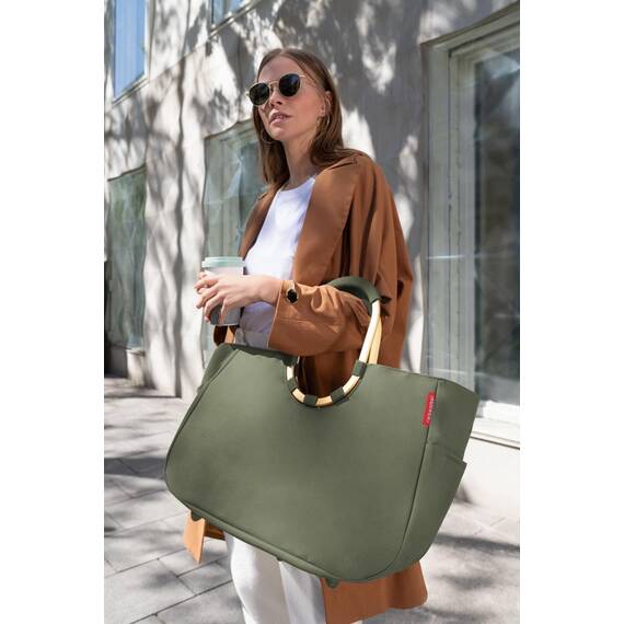 reisenthel loopshopper L forest gold – Stabile Tasche mit praktischen Fächern aus recycelten PET-Flaschen – Charmantes und wasserabweisendes Design