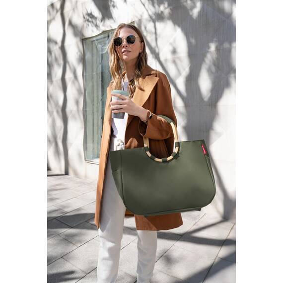 reisenthel loopshopper L forest gold – Stabile Tasche mit praktischen Fächern aus recycelten PET-Flaschen – Charmantes und wasserabweisendes Design