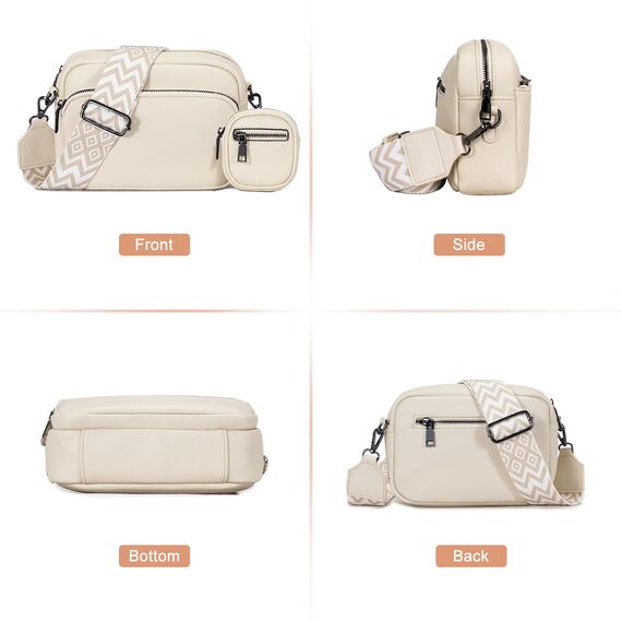 GASSDA Crossbody Bag Damen Kleine Umhängetasche Damen Breiter Gurt PU Leder Handtasche mit Abnehmbarem Schultergurt