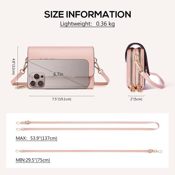 Roulens Klein Handy Umhängetasche,Damen Kleine Umhängetasche, Veganes Leder Crossbody Schultertasche Reisepass Handytasche mit Kartenschlitz Verstellbar Abnehmbar Schultergurt