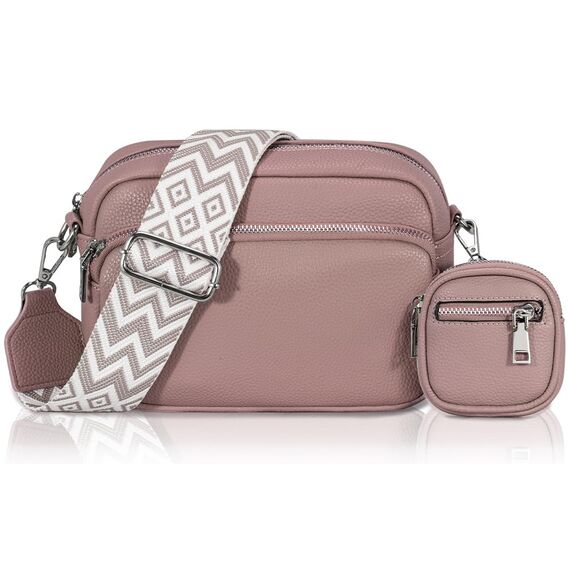 GASSDA Crossbody Bag Damen, Kleine Umhängetasche Damen Breiter Gurt PU Leder Handtasche mit Abnehmbarem Schultergurt