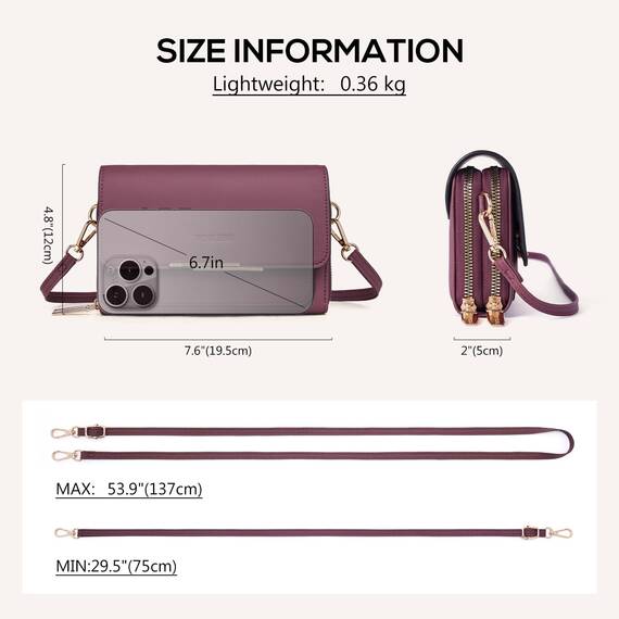 Roulens Klein Handy Umhängetasche,Damen Kleine Umhängetasche, Veganes Leder Crossbody Schultertasche Reisepass Handytasche mit Kartenschlitz Verstellbar Abnehmbar Schultergurt
