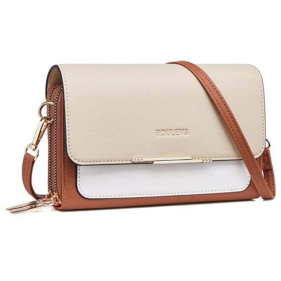 Roulens Klein Handy Umhängetasche,Damen Kleine Umhängetasche, Veganes Leder Crossbody Schultertasche Reisepass Handytasche mit Kartenschlitz Verstellbar Abnehmbar Schultergurt