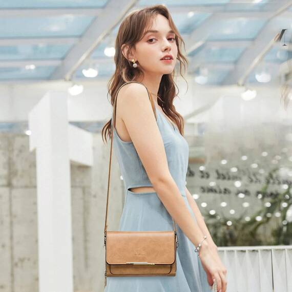 Roulens Klein Handy Umhängetasche,Damen Kleine Umhängetasche, Veganes Leder Crossbody Schultertasche Reisepass Handytasche mit Kartenschlitz Verstellbar Abnehmbar Schultergurt