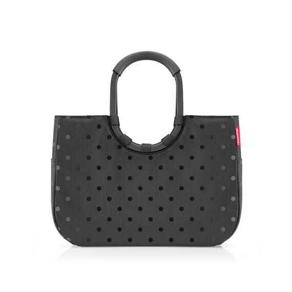 reisenthel loopshopper L frame glossy dots black – Stabile Tasche mit praktischen Fächern aus recycelten PET-Flaschen – Charmantes und wasserabweisendes Design