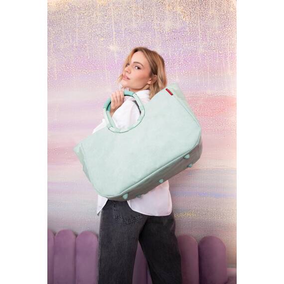 reisenthel loopshopper L frame cord mint – Stabile Tasche mit praktischen Fächern aus recycelten PET-Flaschen – Charmantes und wasserabweisendes Design