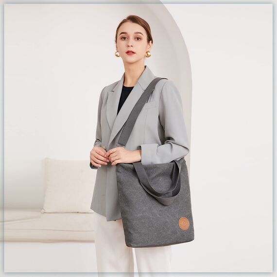 JANSBEN Damen Canvas Handtasche Schultertasche Casual Multifunktionale Umhängetaschen Groß für Arbeit Schule Shopper Lässige täglich