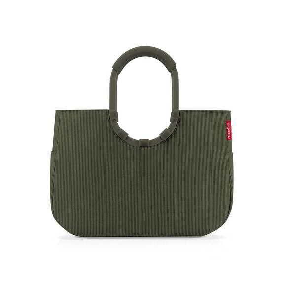 reisenthel loopshopper L cord dark matcha – Stabile Tasche mit praktischen Fächern aus recycelten PET-Flaschen – Charmantes und wasserabweisendes Design