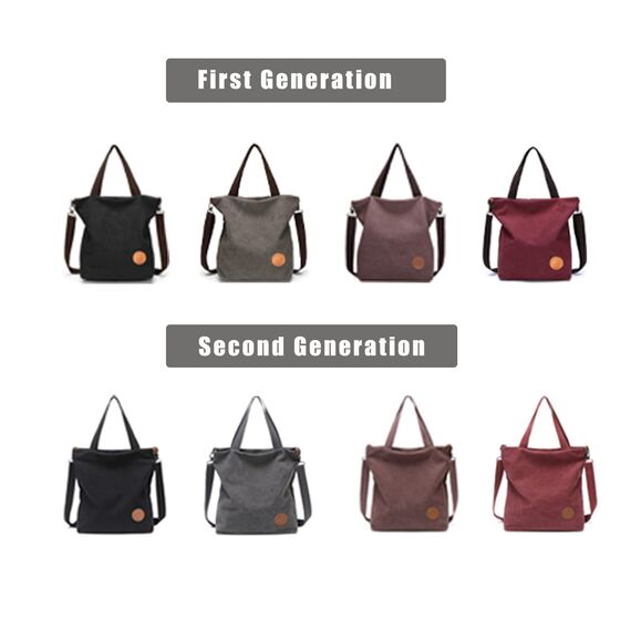 JANSBEN Damen Canvas Handtasche Schultertasche Casual Multifunktionale Umhängetaschen Groß für Schule Shopper Lässige täglich (Grau)
