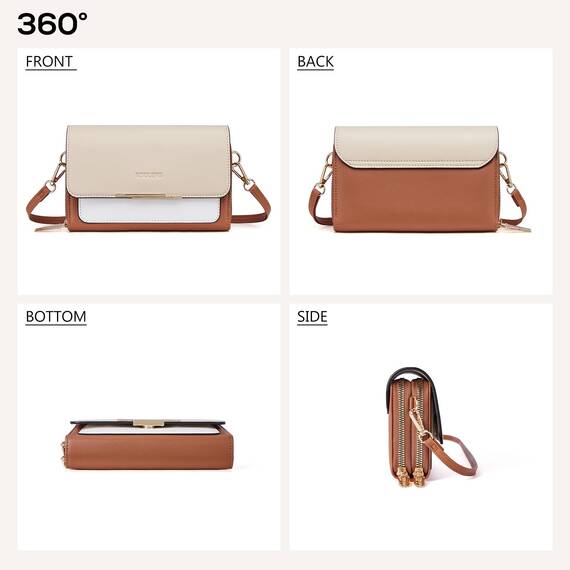 Roulens Klein Handy Umhängetasche,Damen Kleine Umhängetasche, Veganes Leder Crossbody Schultertasche Reisepass Handytasche mit Kartenschlitz Verstellbar Abnehmbar Schultergurt