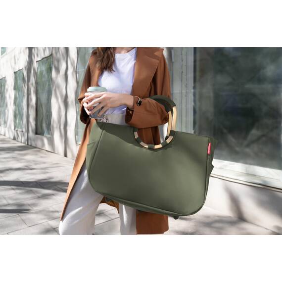 reisenthel loopshopper L forest gold – Stabile Tasche mit praktischen Fächern aus recycelten PET-Flaschen – Charmantes und wasserabweisendes Design