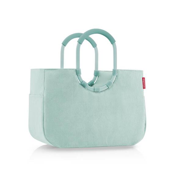 reisenthel loopshopper L frame cord mint – Stabile Tasche mit praktischen Fächern aus recycelten PET-Flaschen – Charmantes und wasserabweisendes Design