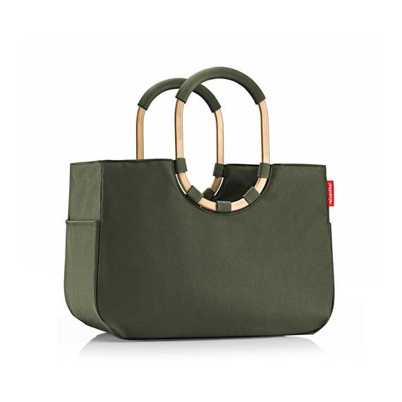 reisenthel loopshopper L forest gold – Stabile Tasche mit praktischen Fächern aus recycelten PET-Flaschen – Charmantes und wasserabweisendes Design