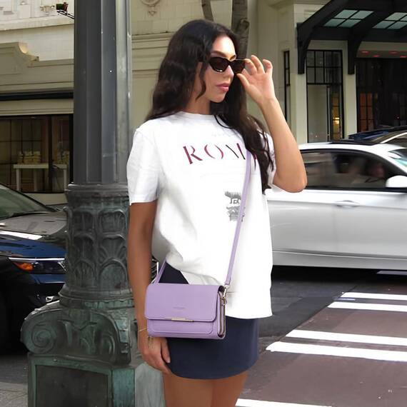 Roulens Klein Handy Umhängetasche,Damen Kleine Umhängetasche, Veganes Leder Crossbody Schultertasche Reisepass Handytasche mit Kartenschlitz Verstellbar Abnehmbar Schultergurt